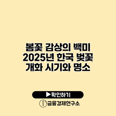 봄꽃 감상의 백미 2025년 한국 벚꽃 개화 시기와 명소