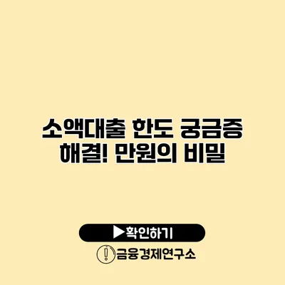 소액대출 한도 궁금증 해결! 만원의 비밀