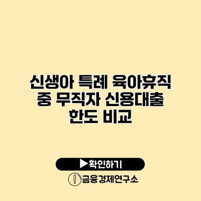 신생아 특례 육아휴직 중 무직자 신용대출 한도 비교