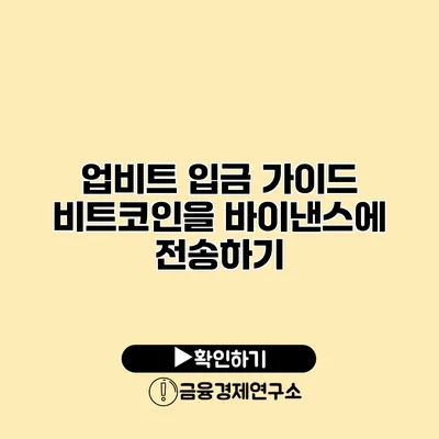 업비트 입금 가이드 비트코인을 바이낸스에 전송하기