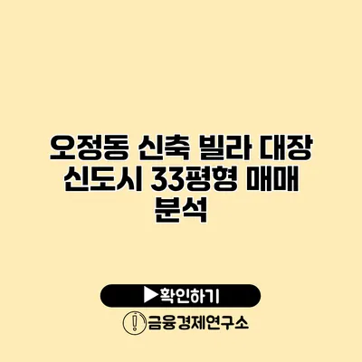 오정동 신축 빌라 대장 신도시 33평형 매매 분석