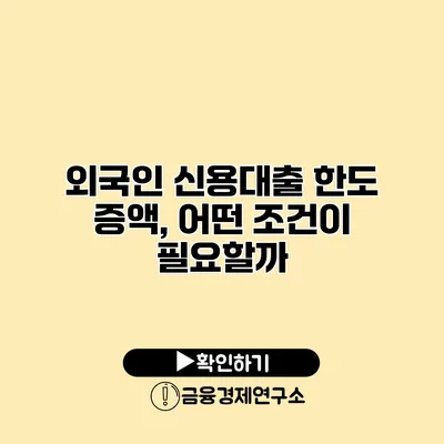 외국인 신용대출 한도 증액, 어떤 조건이 필요할까?