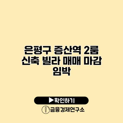 은평구 증산역 2룸 신축 빌라 매매 마감 임박