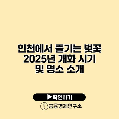 인천에서 즐기는 벚꽃 2025년 개화 시기 및 명소 소개