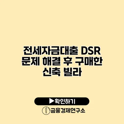 전세자금대출 DSR 문제 해결 후 구매한 신축 빌라