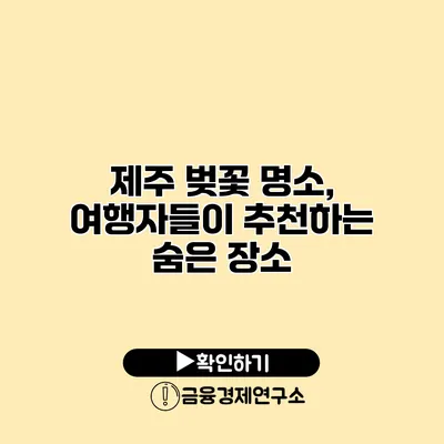 제주 벚꽃 명소, 여행자들이 추천하는 숨은 장소