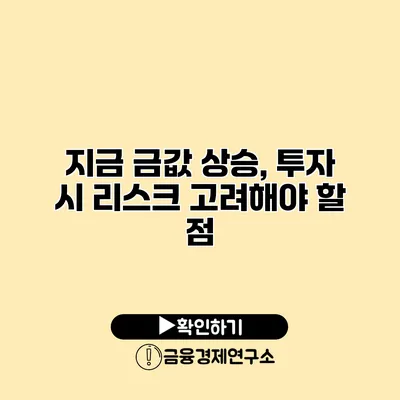 지금 금값 상승, 투자 시 리스크 고려해야 할 점