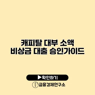 캐피탈 대부 소액 비상금 대출 승인가이드