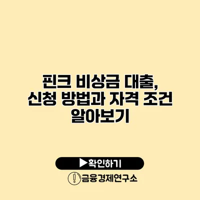 핀크 비상금 대출, 신청 방법과 자격 조건 알아보기