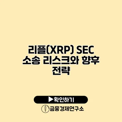 리플(XRP) SEC 소송 리스크와 향후 전략