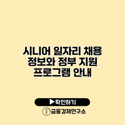 시니어 일자리 채용 정보와 정부 지원 프로그램 안내