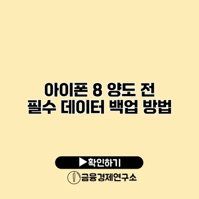아이폰 8 양도 전 필수 데이터 백업 방법