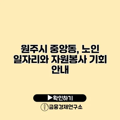 원주시 중앙동, 노인 일자리와 자원봉사 기회 안내