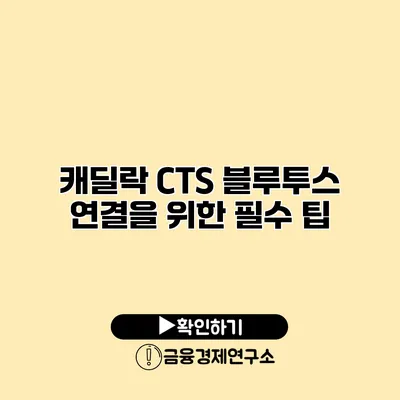 캐딜락 CTS 블루투스 연결을 위한 필수 팁