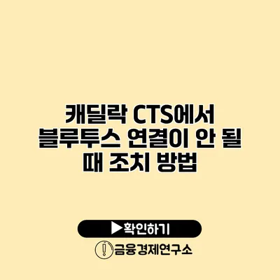 캐딜락 CTS에서 블루투스 연결이 안 될 때 조치 방법