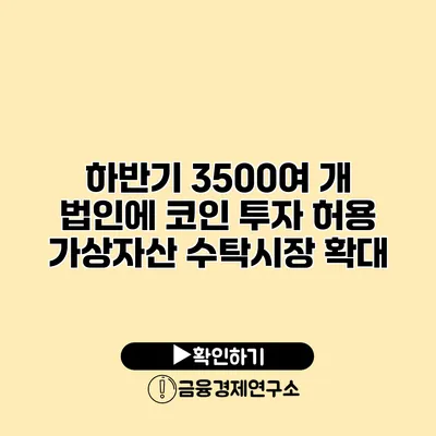 하반기 3500여 개 법인에 코인 투자 허용 가상자산 수탁시장 확대